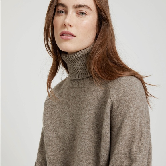 Frank & Oak Sweaters - Yak Wool Mockneck Sweater in Taupe Melange